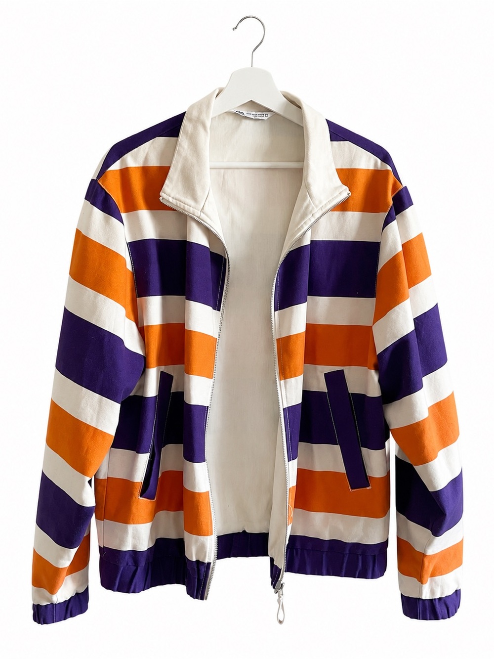 VINTAGE Striped Bomber Jacket in Purple, Orange & White UNISEX
